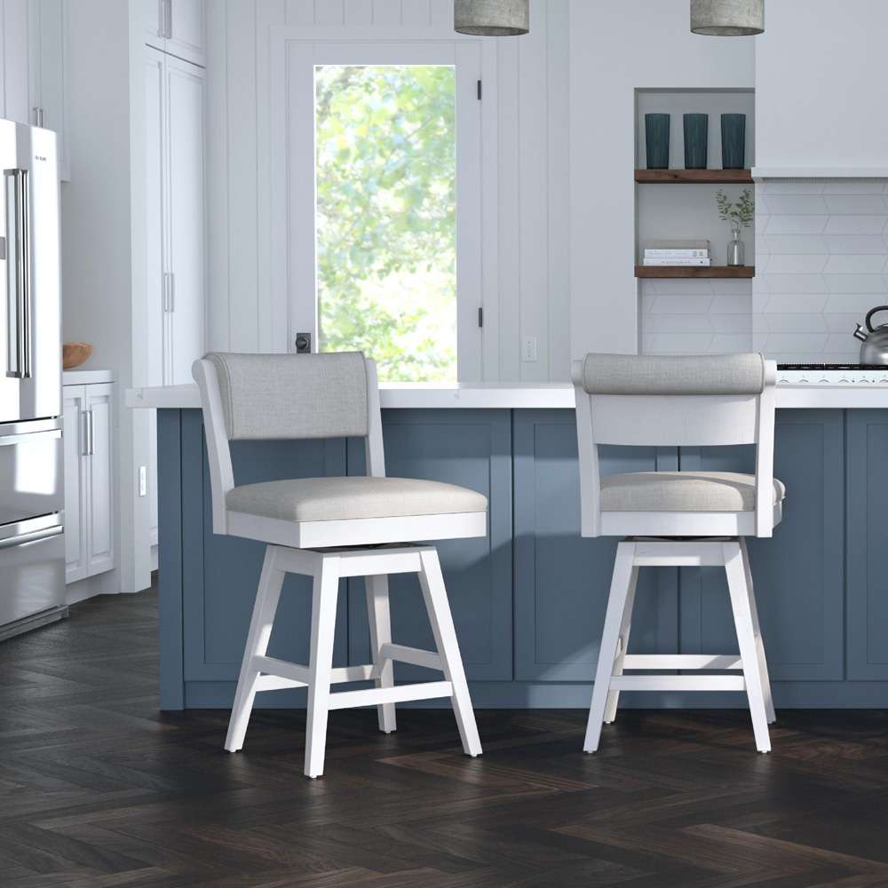 Hillsdale Furniture - Clarion Wood and Upholstered Counter Height Swivel Stool, Sea White - 4542-827 veiw 4