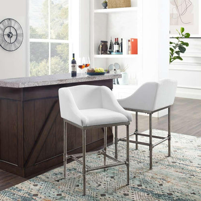 Hillsdale Furniture - Dillon Metal Counter Height Stool, Textured Silver with White Fabric - 4188-828 veiw 1