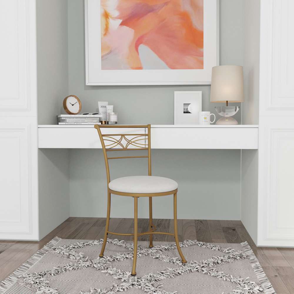 Hillsdale Furniture - Dutton Metal Vanity Stool with Center Diamond Design, Gold - 51113 veiw 2