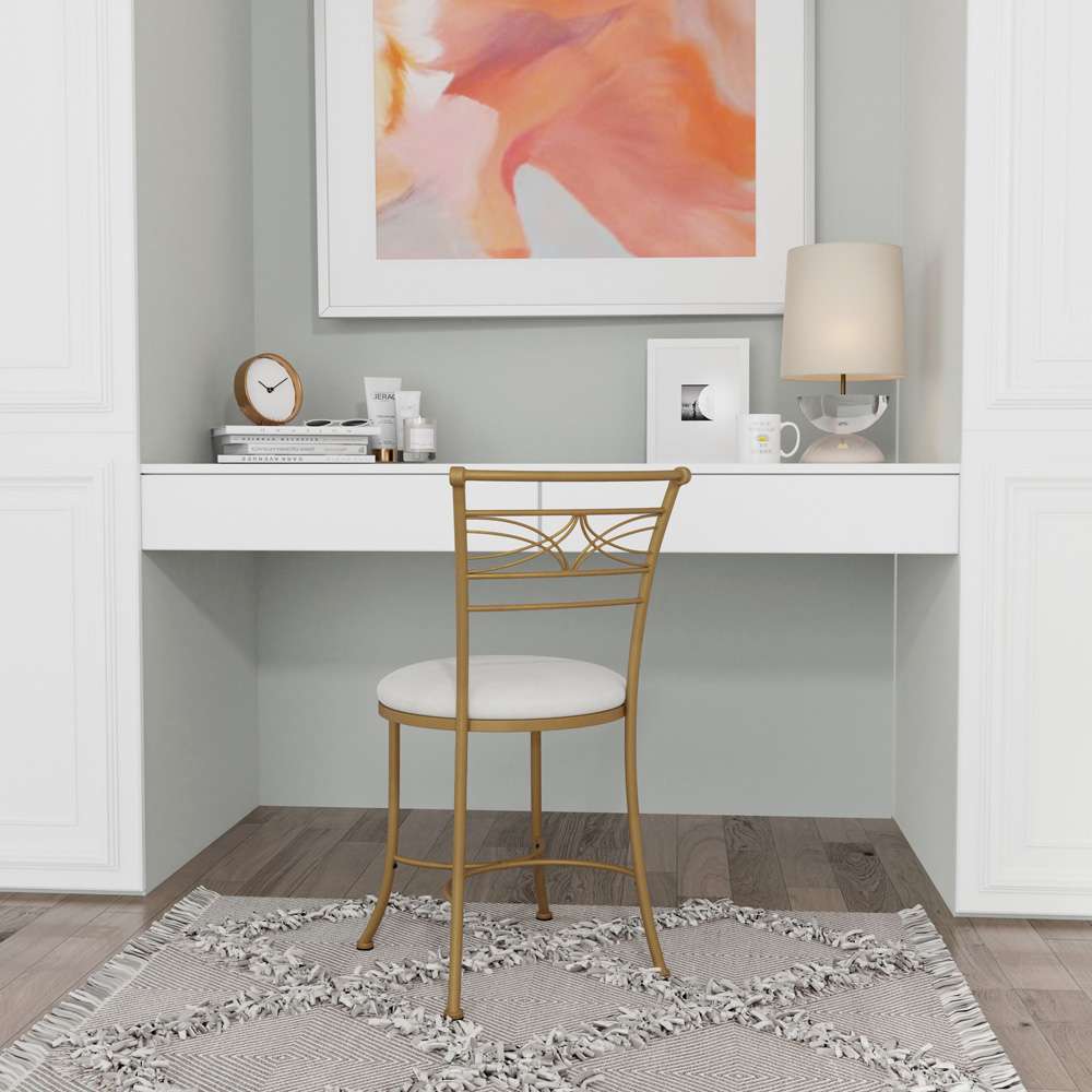 Hillsdale Furniture - Dutton Metal Vanity Stool with Center Diamond Design, Gold - 51113 veiw 4