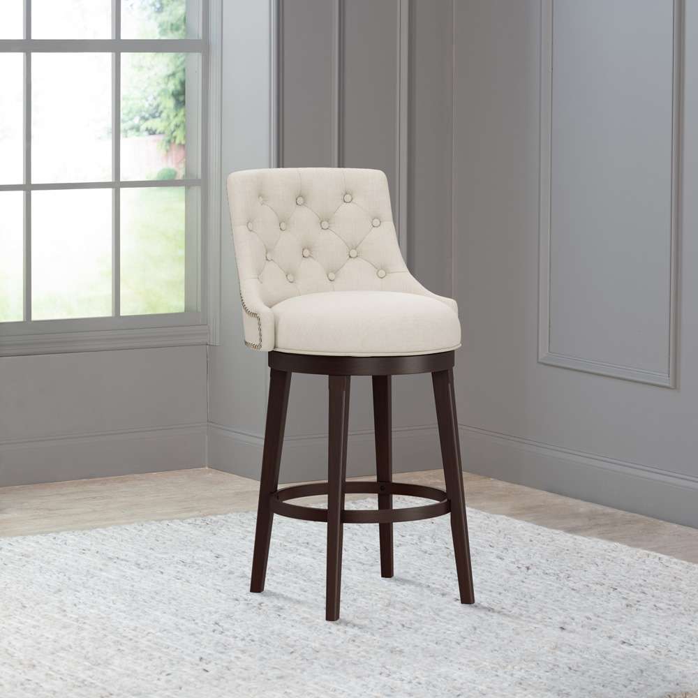 Hillsdale Furniture - Halbrooke Wood Bar Height Swivel Stool, Cream Fabric - 5993-830 veiw 3