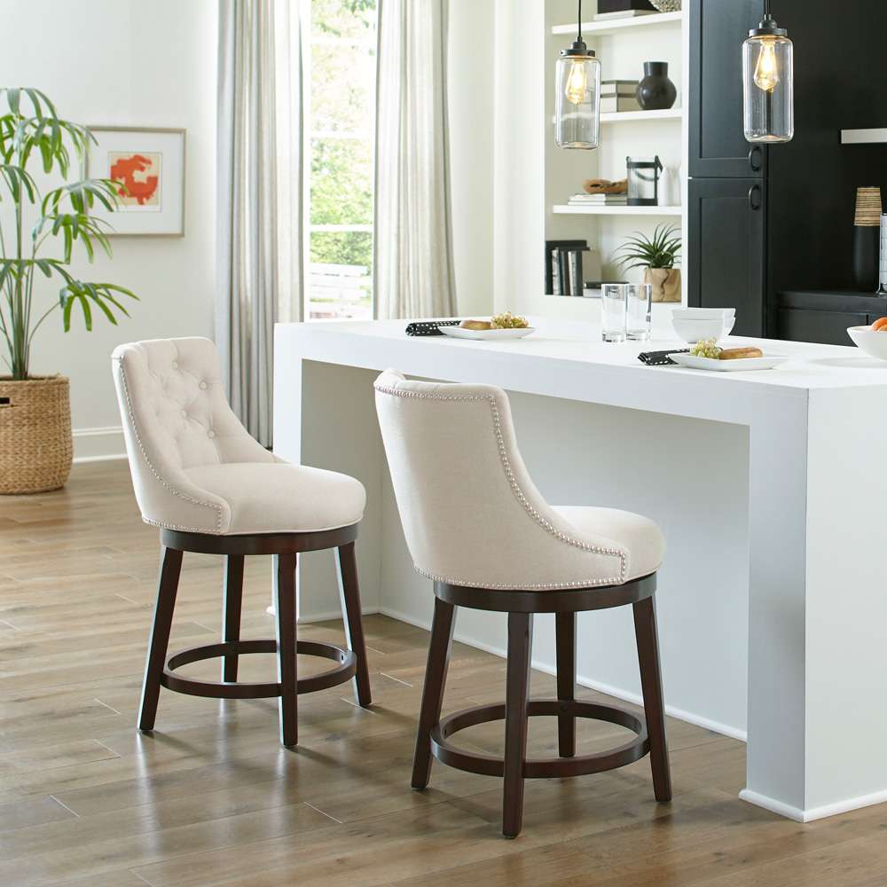 Hillsdale Furniture - Halbrooke Wood Counter Height Swivel Stool, Cream Fabric - 5993-826 veiw 2