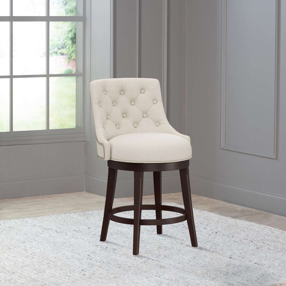 Hillsdale Furniture - Halbrooke Wood Counter Height Swivel Stool, Cream Fabric - 5993-826 veiw 3