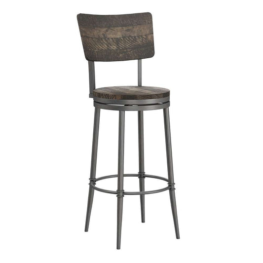 Hillsdale Furniture - Jennings Wood and Metal Bar Height Swivel Stool, Rubbed Pewter Metal with Weathered Gray Wood - 5298-830 veiw 1