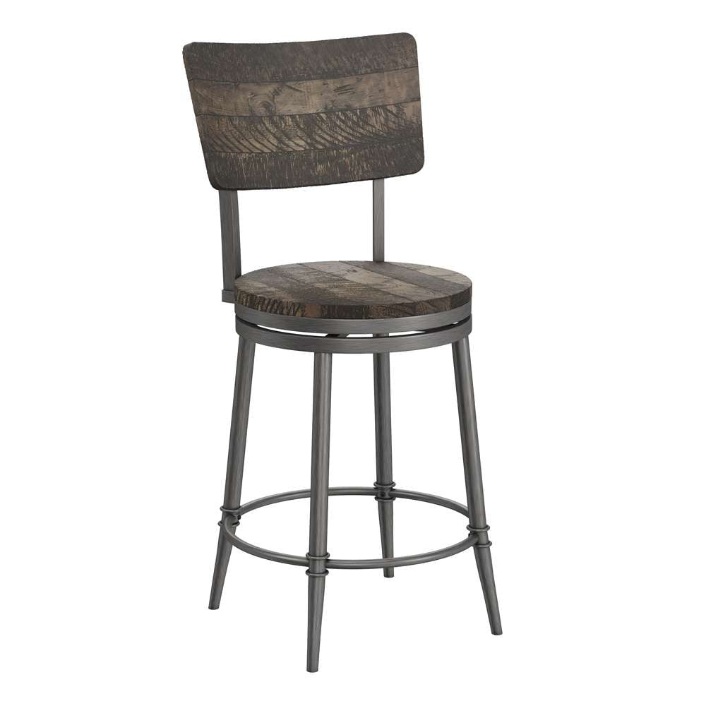 Hillsdale Furniture - Jennings Wood and Metal Counter Height Swivel Stool, Rubbed Pewter Metal with Weathered Gray Wood - 5298-826 veiw 1