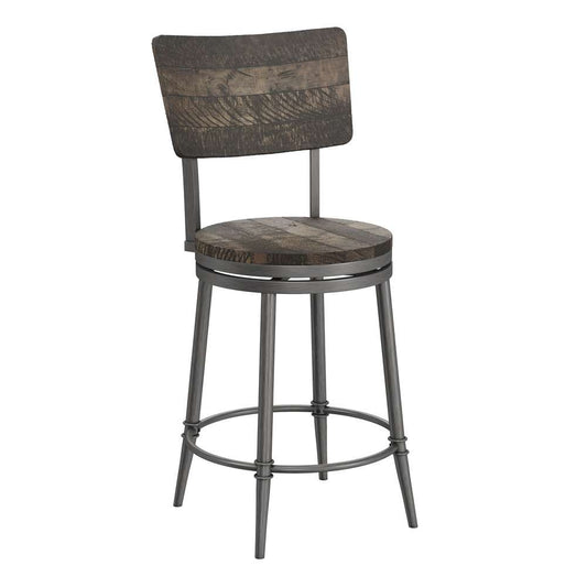 Hillsdale Furniture - Jennings Wood and Metal Counter Height Swivel Stool, Rubbed Pewter Metal with Weathered Gray Wood - 5298-826 veiw 1