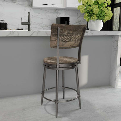 Hillsdale Furniture - Jennings Wood and Metal Counter Height Swivel Stool, Rubbed Pewter Metal with Weathered Gray Wood - 5298-826 veiw 3