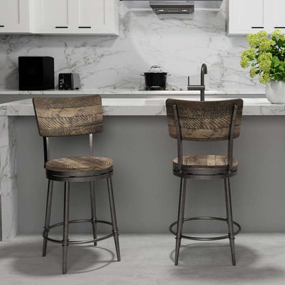 Hillsdale Furniture - Jennings Wood and Metal Counter Height Swivel Stool, Rubbed Pewter Metal with Weathered Gray Wood - 5298-826 veiw 4