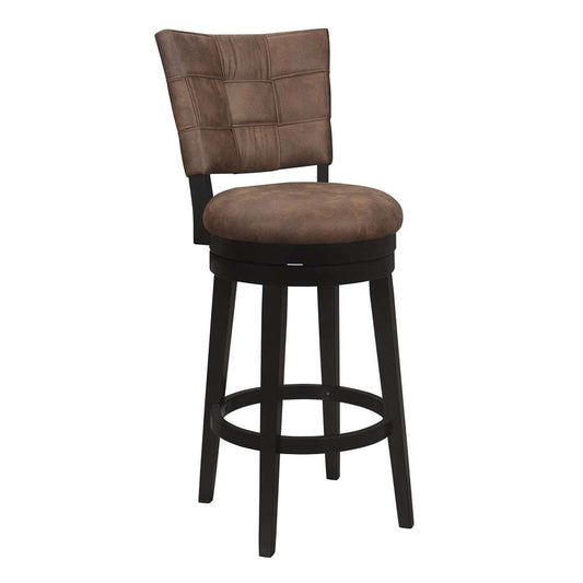Hillsdale Furniture - Kaede Wood and Upholstered Bar Height Swivel Stool, Black with Chestnut Faux Leather - 4355-833 veiw 1