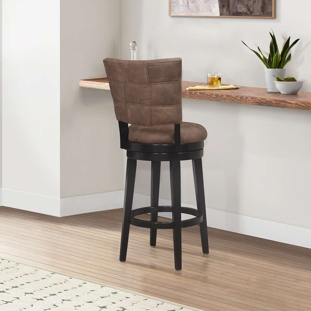 Hillsdale Furniture - Kaede Wood and Upholstered Bar Height Swivel Stool, Black with Chestnut Faux Leather - 4355-833 veiw 3