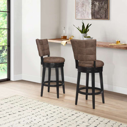 Hillsdale Furniture - Kaede Wood and Upholstered Bar Height Swivel Stool, Black with Chestnut Faux Leather - 4355-833 veiw 4