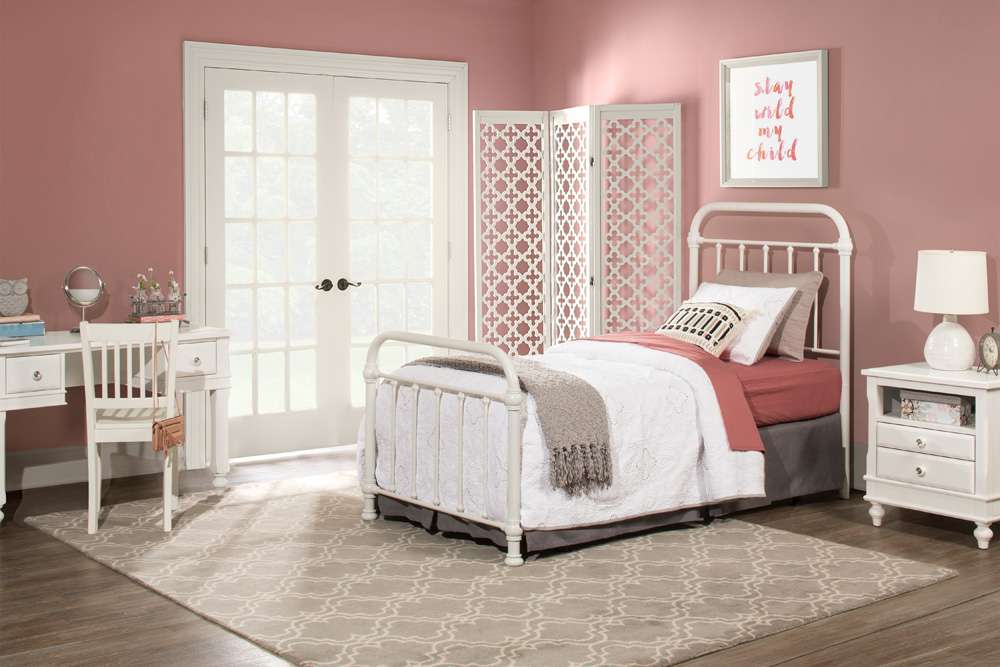 Hillsdale Furniture - Kirkland Metal Twin Bed, White - 1799BTWR veiw 2