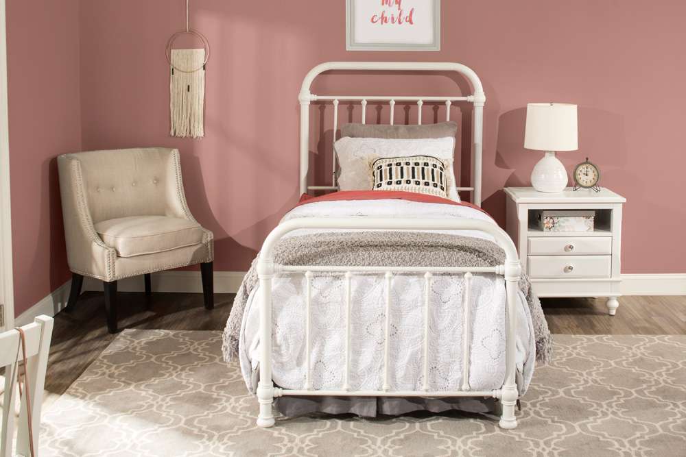 Hillsdale Furniture - Kirkland Metal Twin Bed, White - 1799BTWR veiw 3