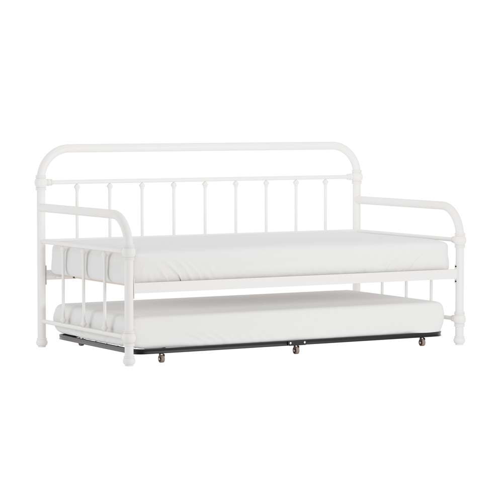 Hillsdale Furniture - Kirkland Metal Twin Daybed with Roll Out Trundle, White - 1799DBT veiw 1