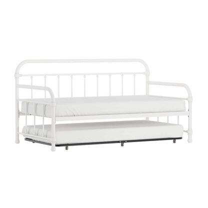 Hillsdale Furniture - Kirkland Metal Twin Daybed with Roll Out Trundle, White - 1799DBT veiw 1