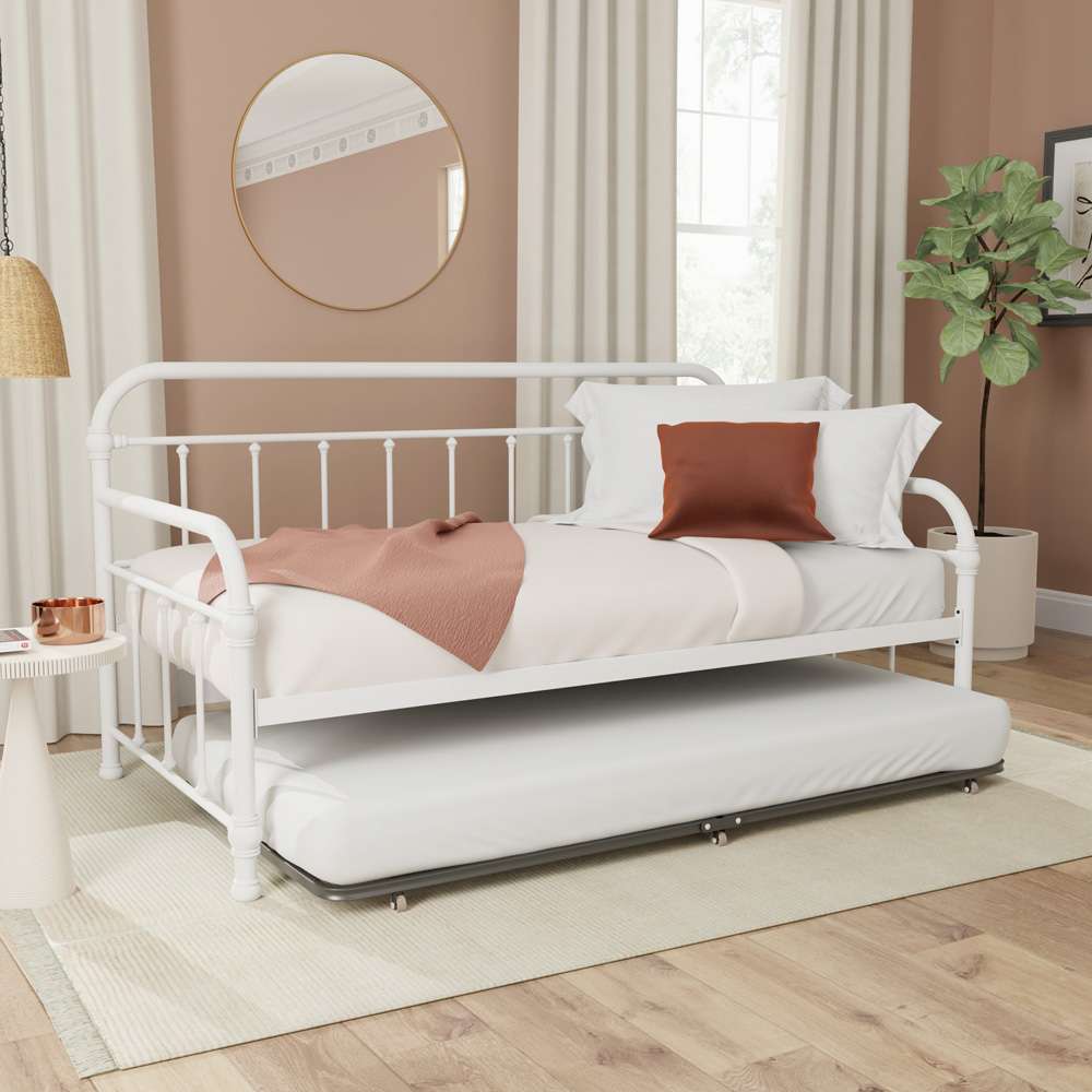 Hillsdale Furniture - Kirkland Metal Twin Daybed with Roll Out Trundle, White - 1799DBT veiw 2