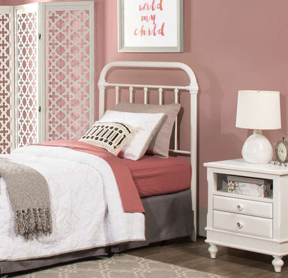 Hillsdale Furniture - Kirkland Metal Twin Headboard with Frame, White - 1799HTWR veiw 2