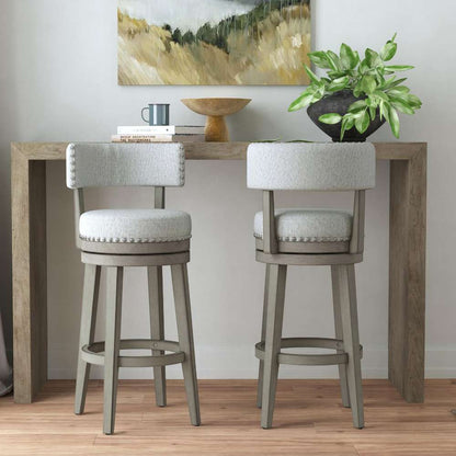 Hillsdale Furniture - Lawton Wood Bar Height Swivel Stool, Antique Gray with Ash Gray Fabric - 4840-830P veiw 4