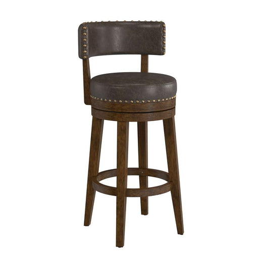 Hillsdale Furniture - Lawton Wood Bar Height Swivel Stool, Walnut with Aged Brown Faux Leather - 4839-830N veiw 1