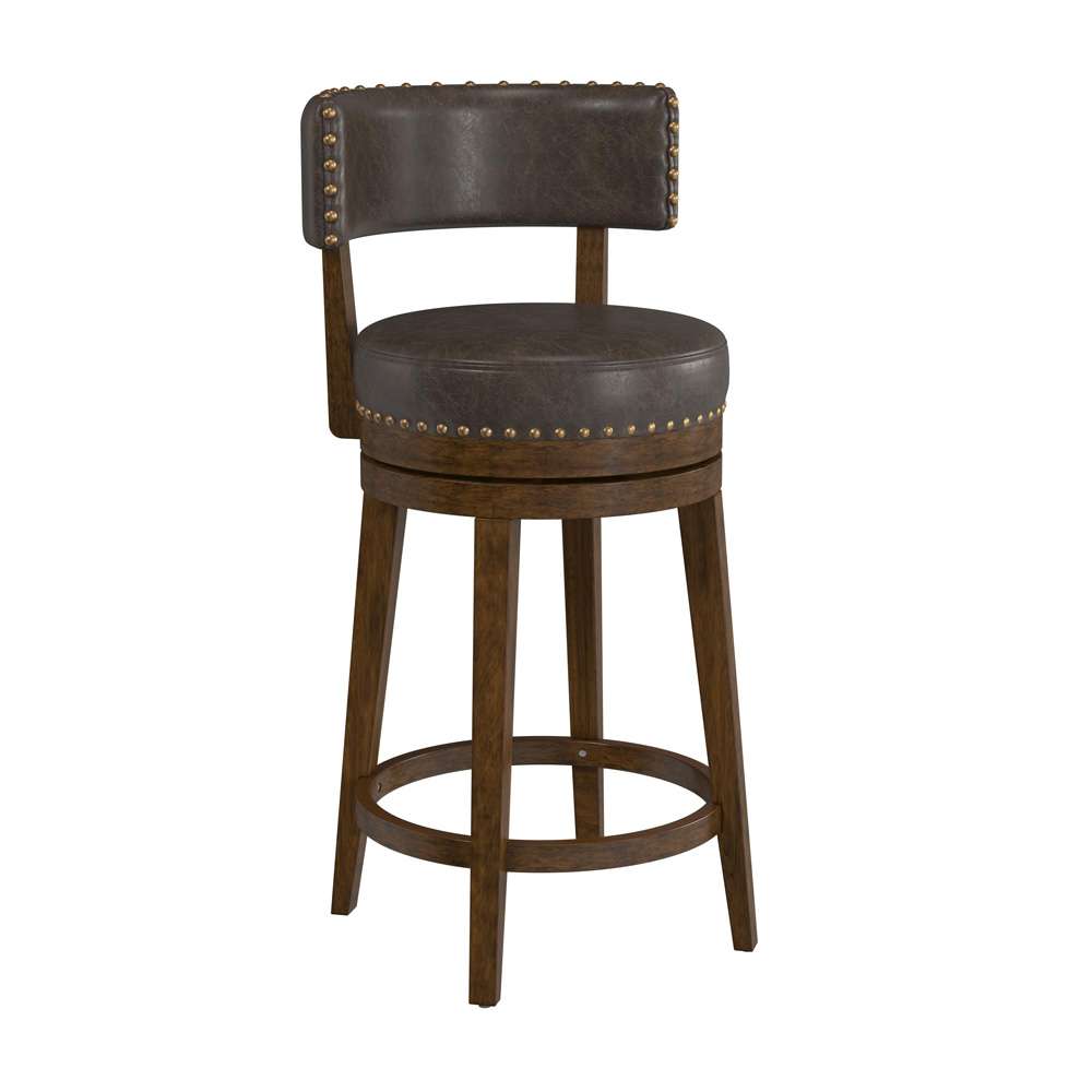 Hillsdale Furniture - Lawton Wood Counter Height Swivel Stool, Walnut with Aged Brown Faux Leather - 4839-826N veiw 1