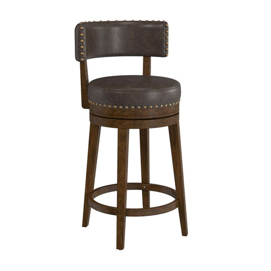 Hillsdale Furniture - Lawton Wood Counter Height Swivel Stool, Walnut with Aged Brown Faux Leather - 4839-826N veiw 1