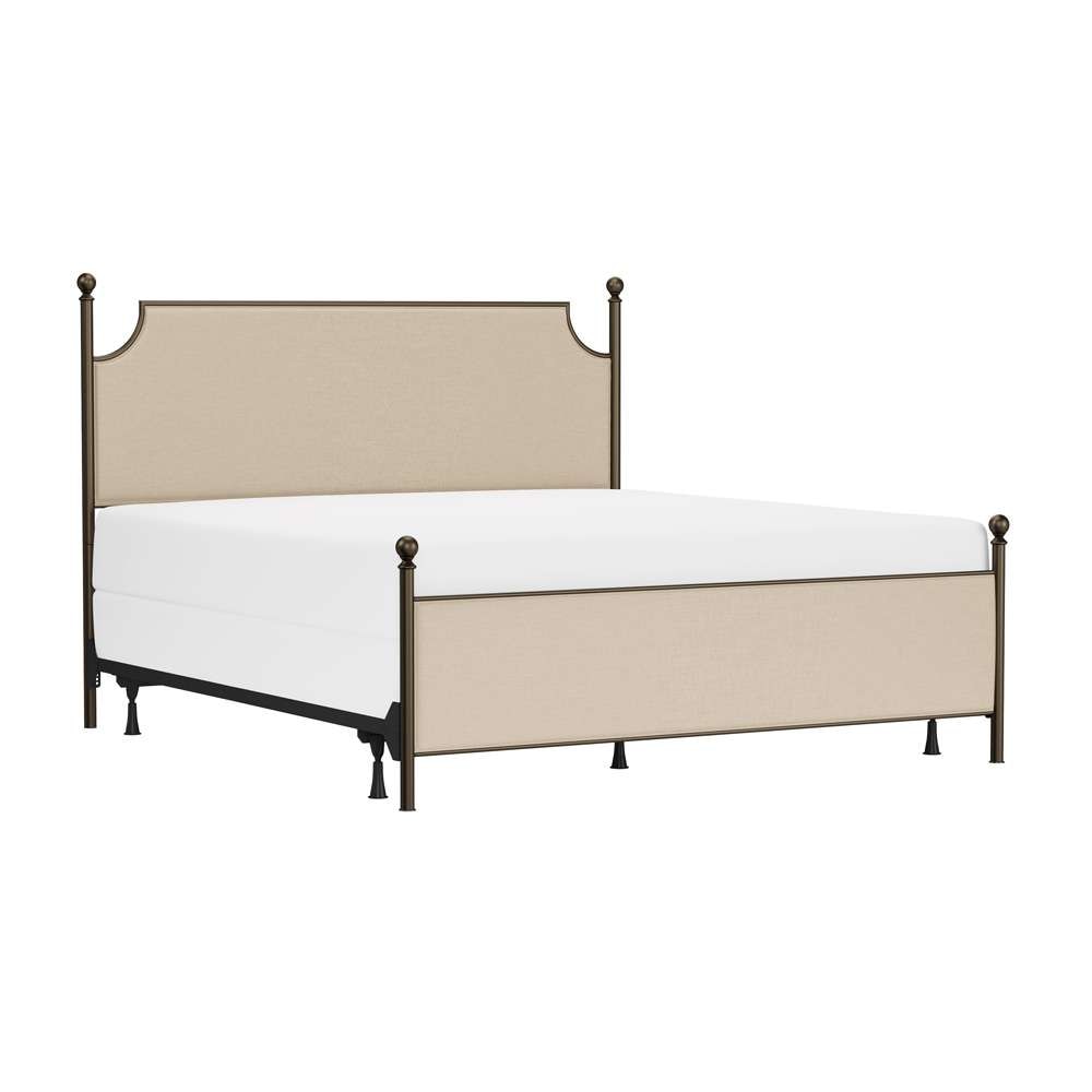 Hillsdale Furniture - McArthur King Metal and Upholstered Bed, Bronze with Linen Stone Fabric - 1826BKR veiw 1