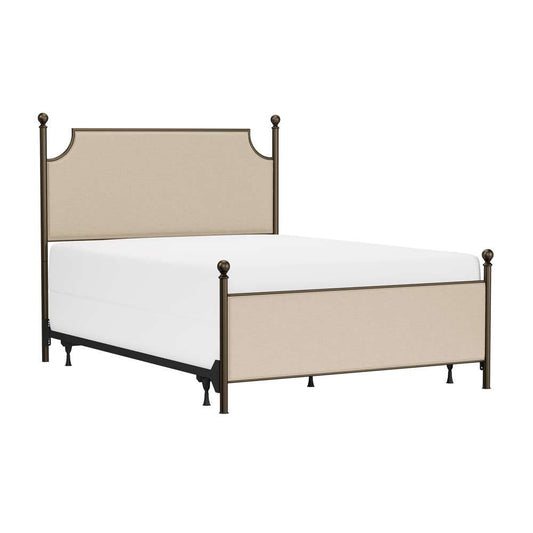 Hillsdale Furniture - McArthur Queen Metal and Upholstered Bed, Bronze with Linen Stone Fabric - 1826BQR veiw 1