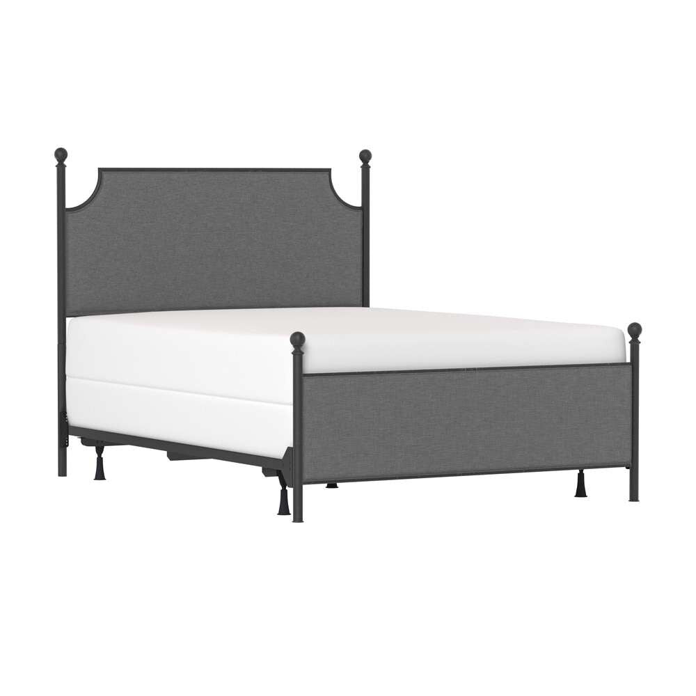 Hillsdale Furniture - McArthur Queen Metal and Upholstered Bed, Matte Black with Gray Fabric - 2717BQR veiw 1