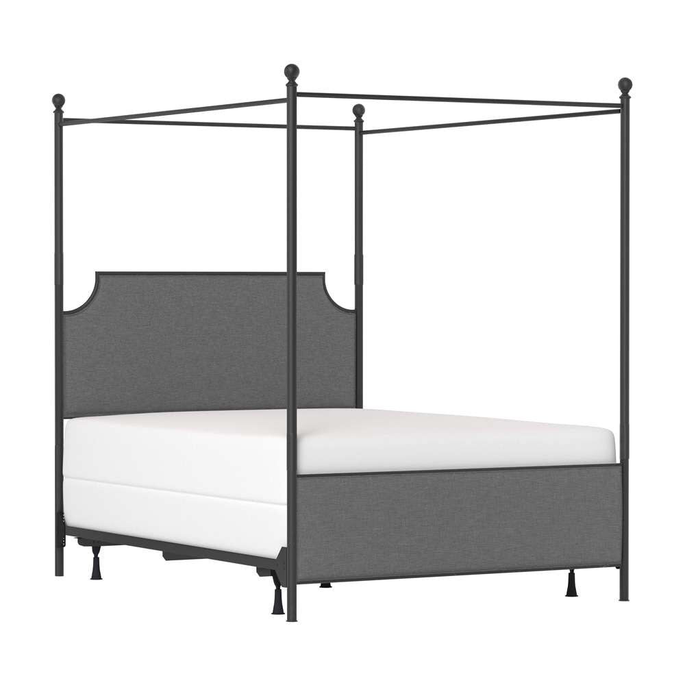 Hillsdale Furniture - McArthur Queen Metal and Upholstered Canopy Bed, Matte Black with Gray Fabric - 2717BQCR veiw 1