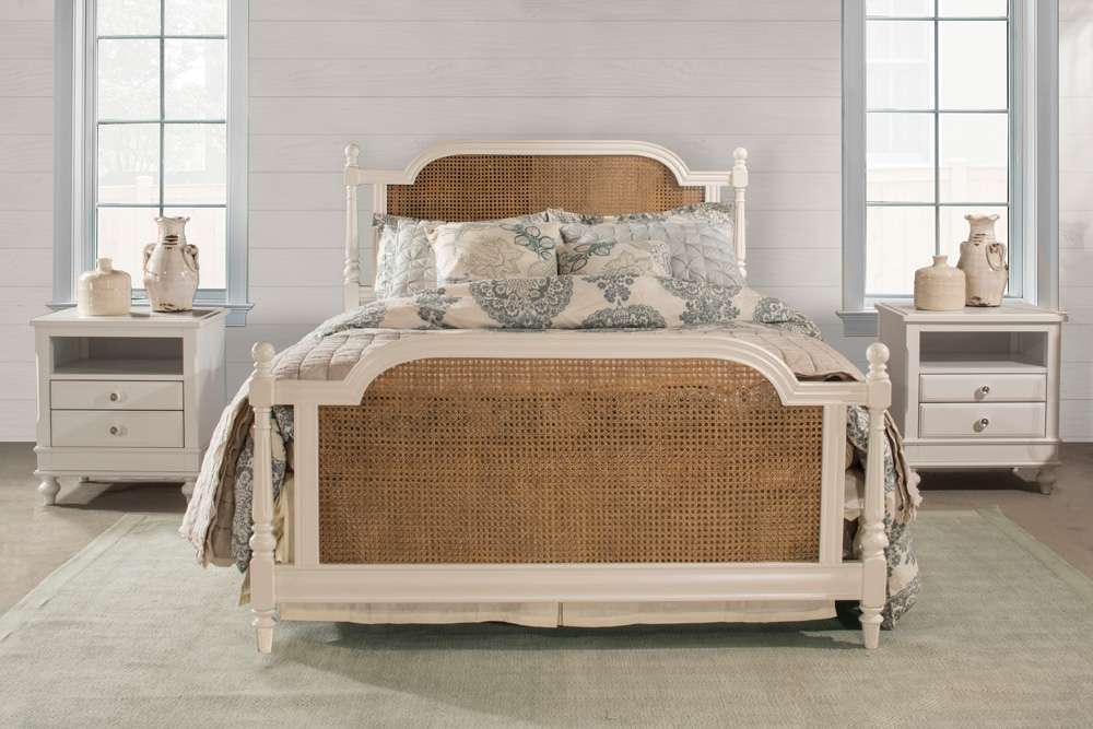 Hillsdale Furniture - Melanie Wood and Cane King Bed, White - 2167BKR veiw 3
