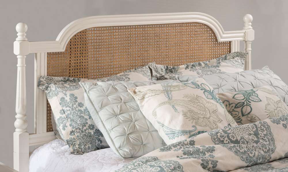 Hillsdale Furniture - Melanie Wood and Cane Queen Headboard with Frame, White - 2167HQR veiw 2