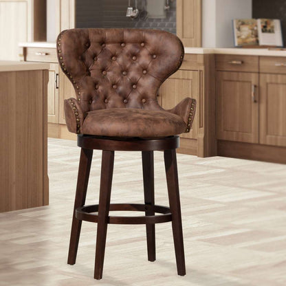 Hillsdale Furniture - Mid-City Upholstered Wood Swivel Bar Height Stool, Chocolate - 5076-830 veiw 2
