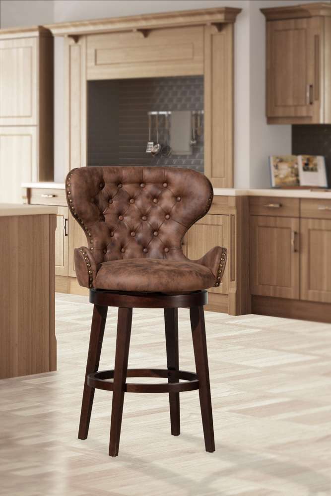 Hillsdale Furniture - Mid-City Upholstered Wood Swivel Bar Height Stool, Chocolate - 5076-830 veiw 3