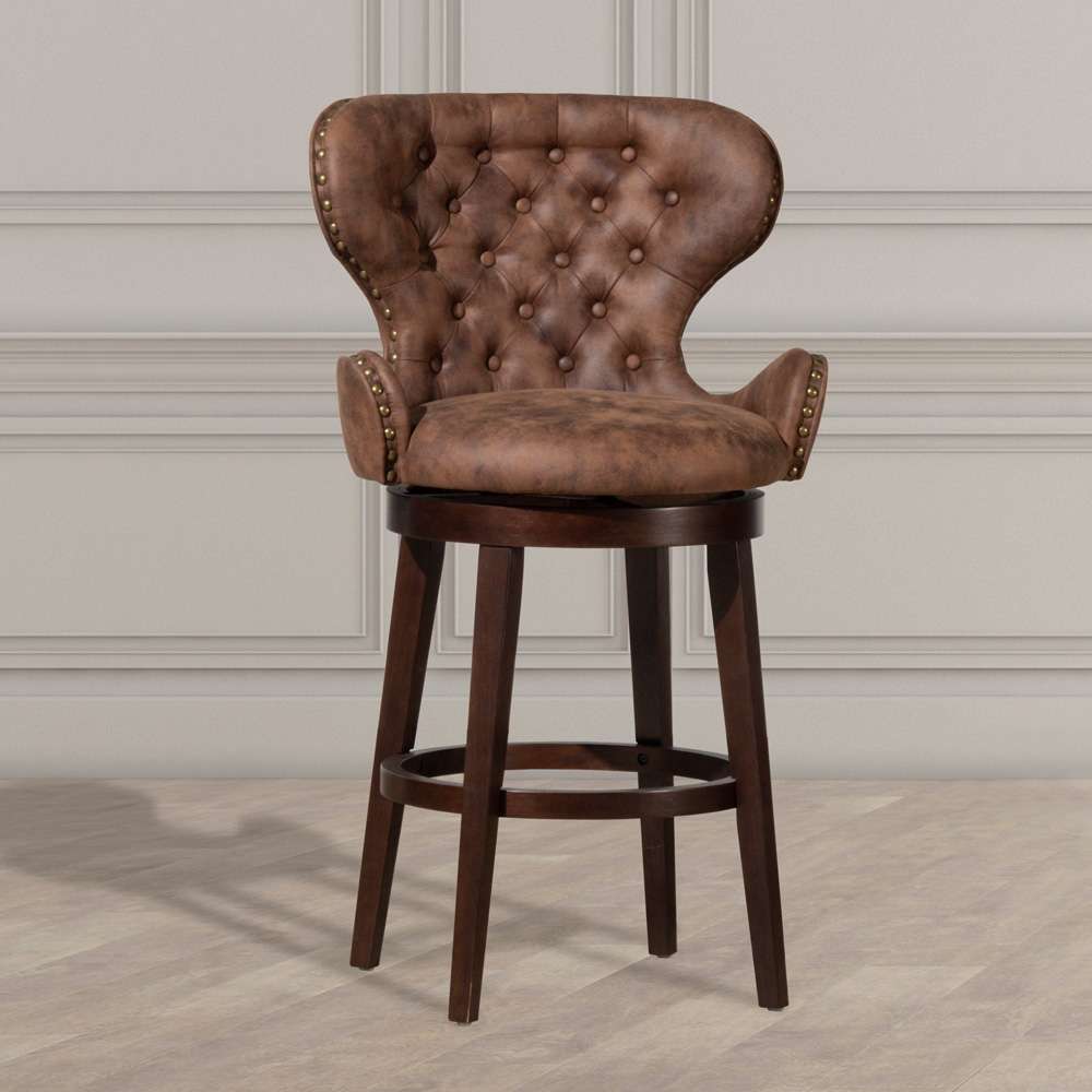Hillsdale Furniture - Mid-City Upholstered Wood Swivel Bar Height Stool, Chocolate - 5076-830 veiw 4