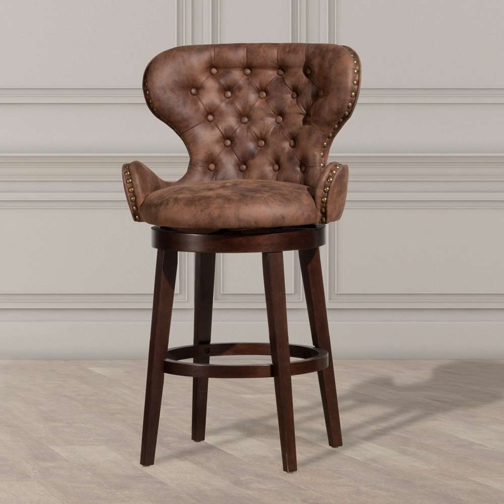 Hillsdale Furniture - Mid-City Upholstered Wood Swivel Counter Height Stool, Chocolate - 5076-826 veiw 2