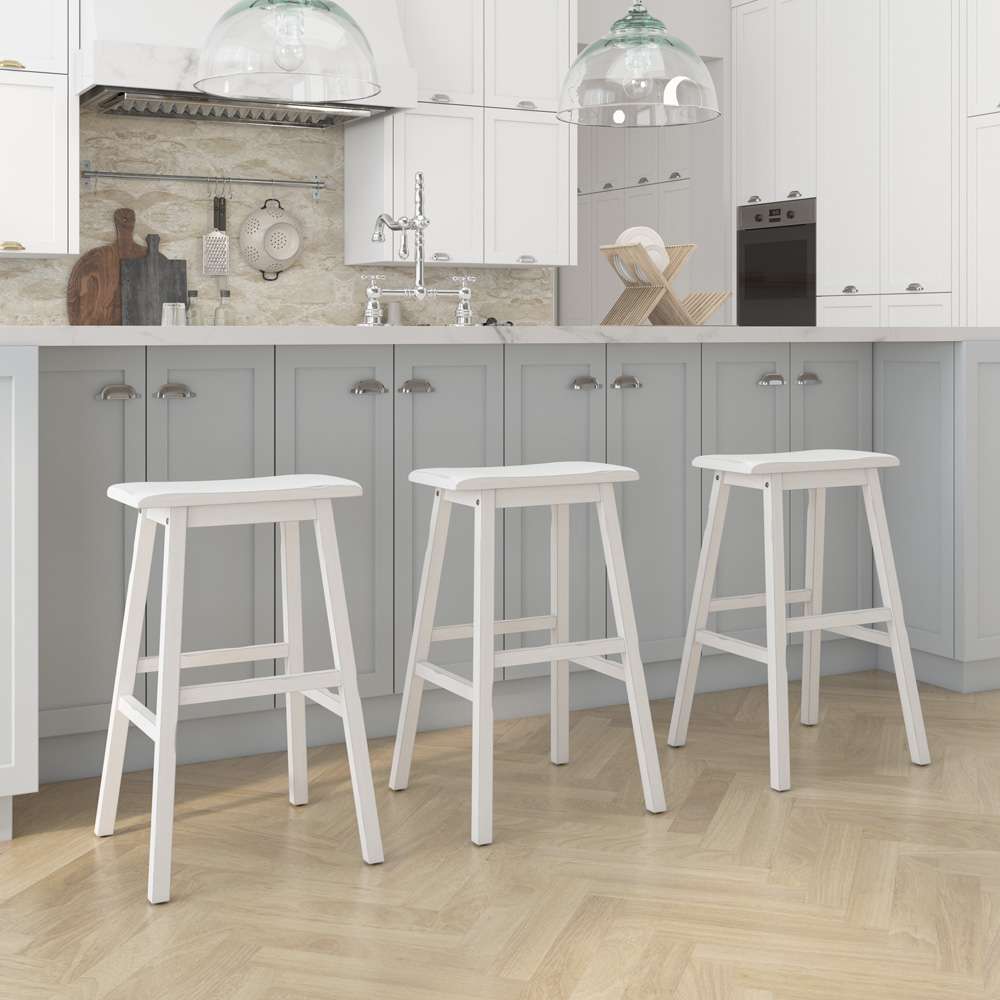 Hillsdale Furniture - Moreno Wood Backless Bar Height Stool, Sea White - 5580-831A veiw 3
