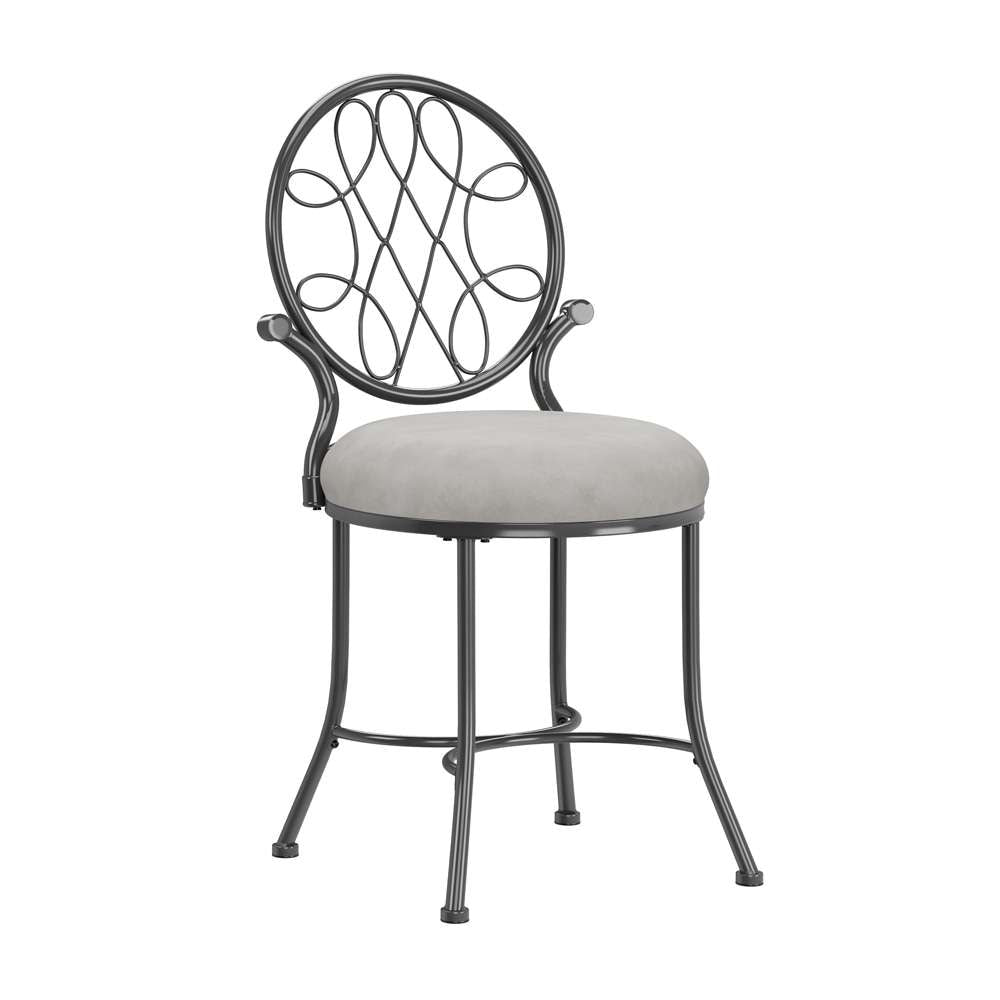 Hillsdale Furniture - OMalley Metal Vanity Stool, Metallic Gray - 50946A veiw 1