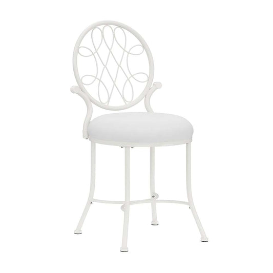 Hillsdale Furniture - OMalley Metal Vanity Stool, Shiny White with White Fabric - 51052 veiw 1