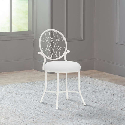 Hillsdale Furniture - OMalley Metal Vanity Stool, Shiny White with White Fabric - 51052 veiw 4