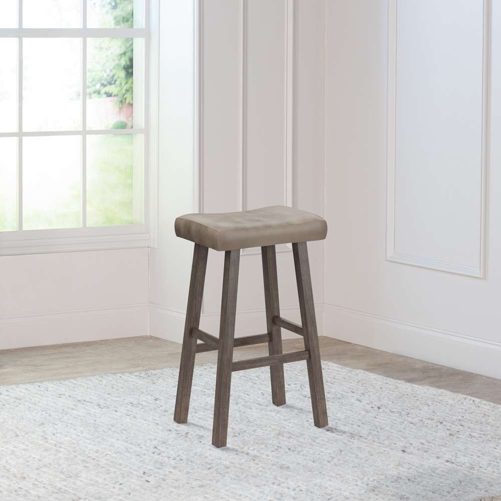 Hillsdale Furniture - Saddle Wood Backless Bar Height Stool, Rustic Gray - 4621-830 veiw 3