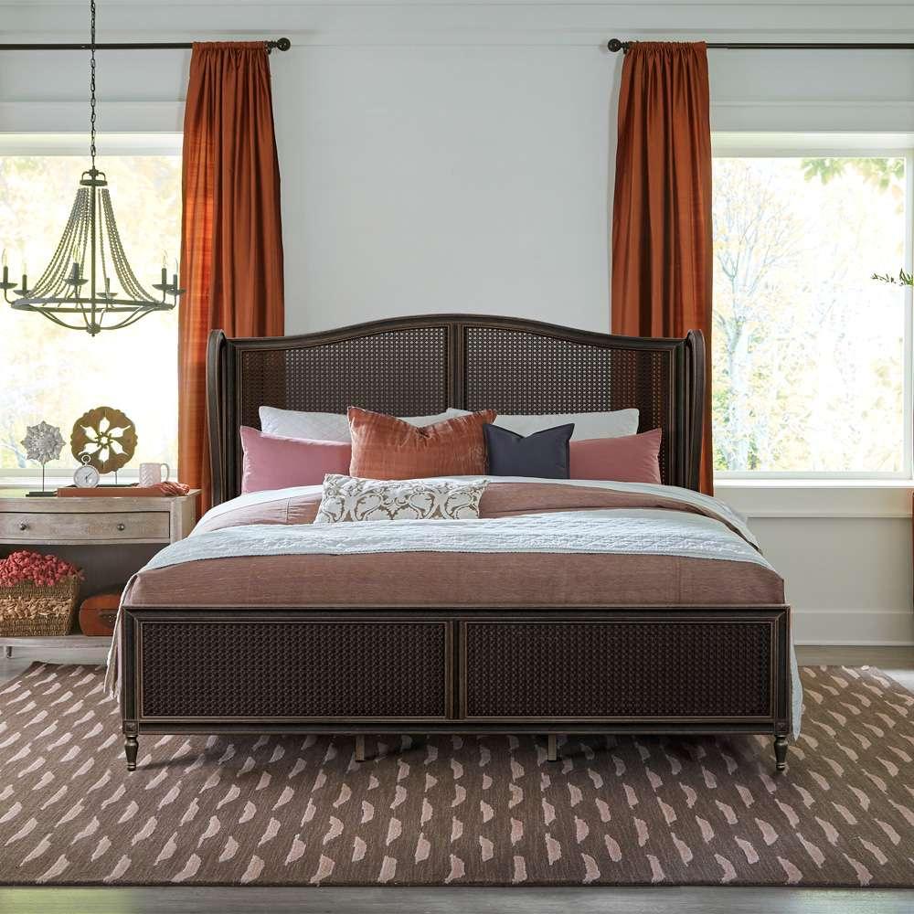 Hillsdale Furniture - Sausalito Wood and Cane King Bed, Oiled Bronze - 2723BKR veiw 3