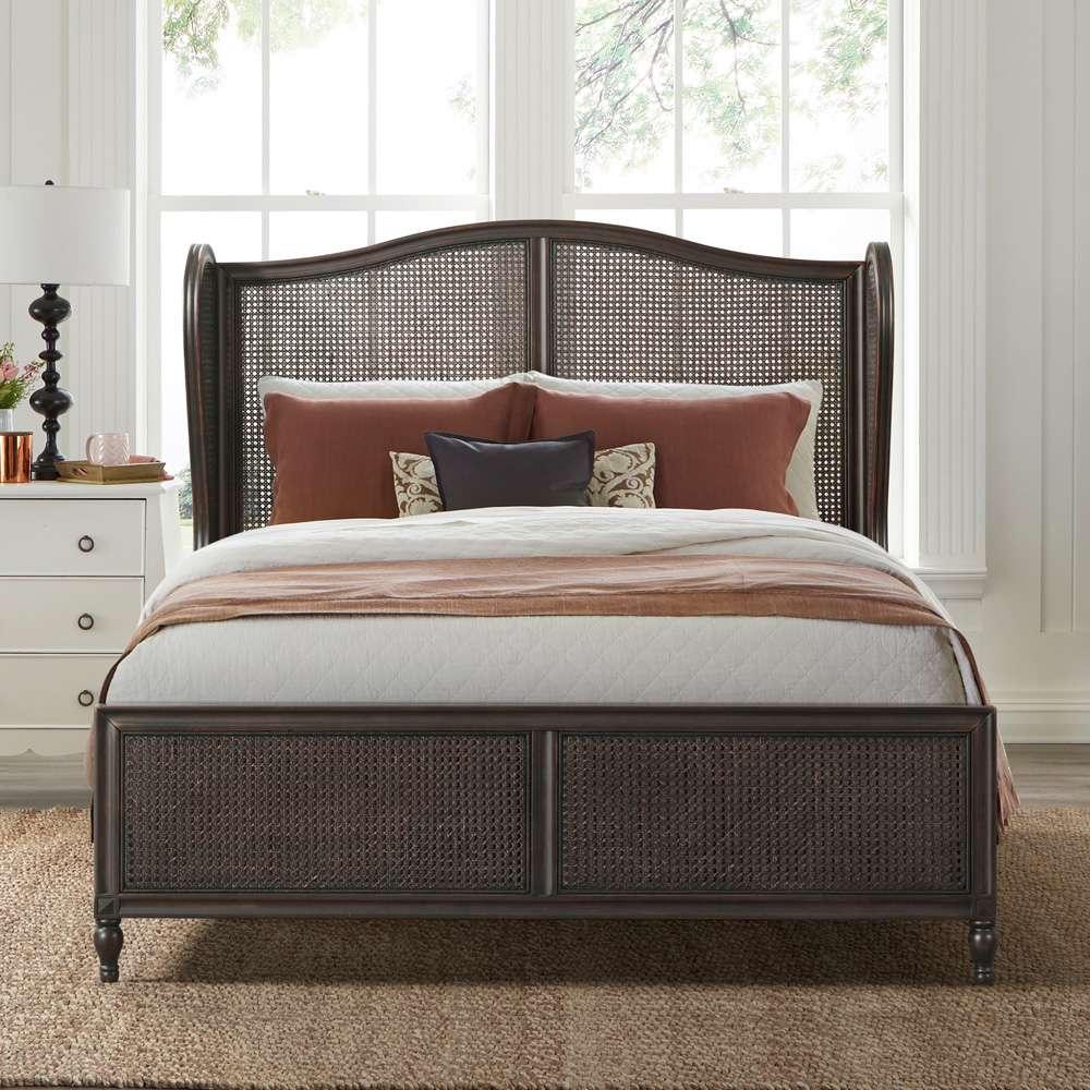 Hillsdale Furniture - Sausalito Wood and Cane Queen Bed, Oiled Bronze - 2723BQR veiw 3