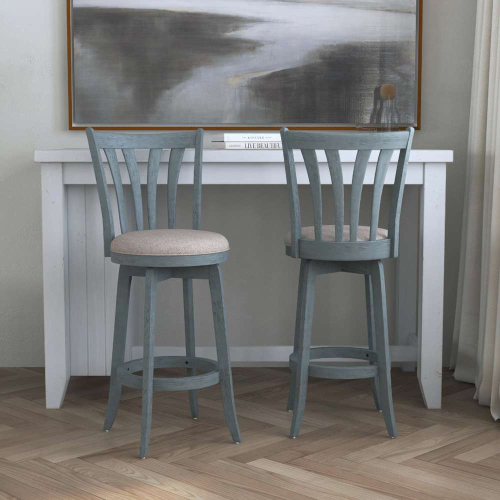 Hillsdale Furniture - Savana Wood Bar Height Swivel Stool, Blue Wire Brush - 4617-830 veiw 4