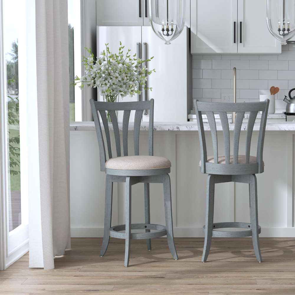 Hillsdale Furniture - Savana Wood Counter Height Swivel Stool, Blue Wire Brush - 4617-826 veiw 4