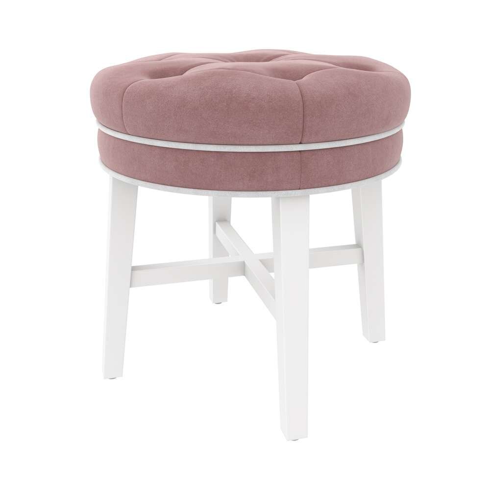 Hillsdale Furniture - Sophia Wood Backless Vanity Stool, White with Pink Fabric - 51121 veiw 1
