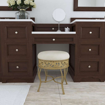 Hillsdale Furniture - Villa III Backless Metal Vanity Stool, Antique Beige - 50931A veiw 2