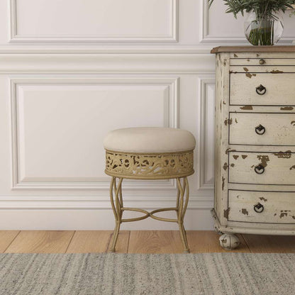 Hillsdale Furniture - Villa III Backless Metal Vanity Stool, Antique Beige - 50931A veiw 4
