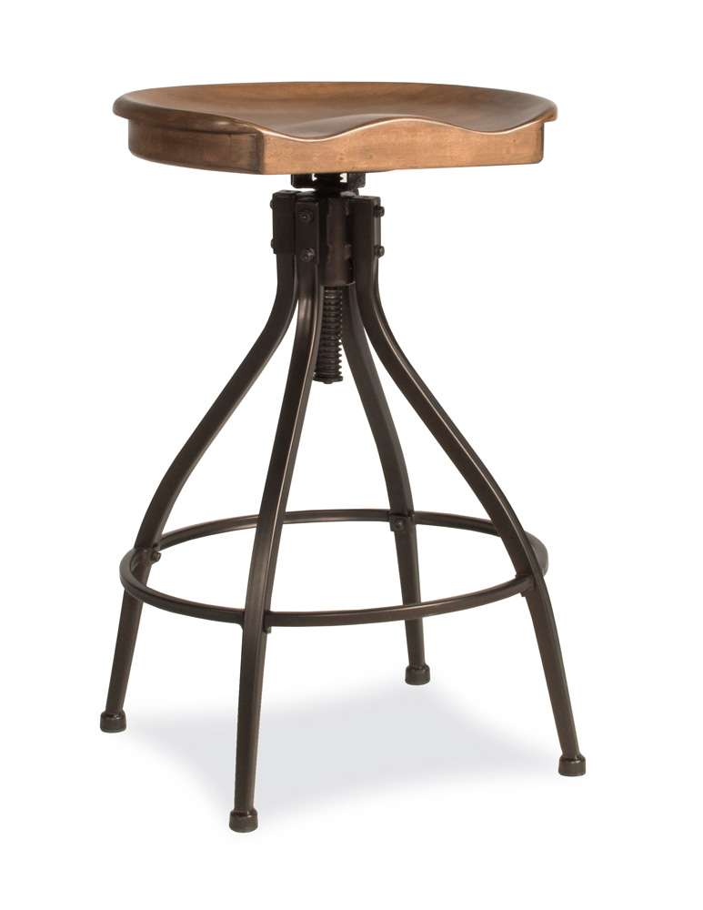 Hillsdale Furniture - Worland Metal Backless Adjustable Height Stool, Brown Metal with Walnut Finished Wood - 4734-830 veiw 1