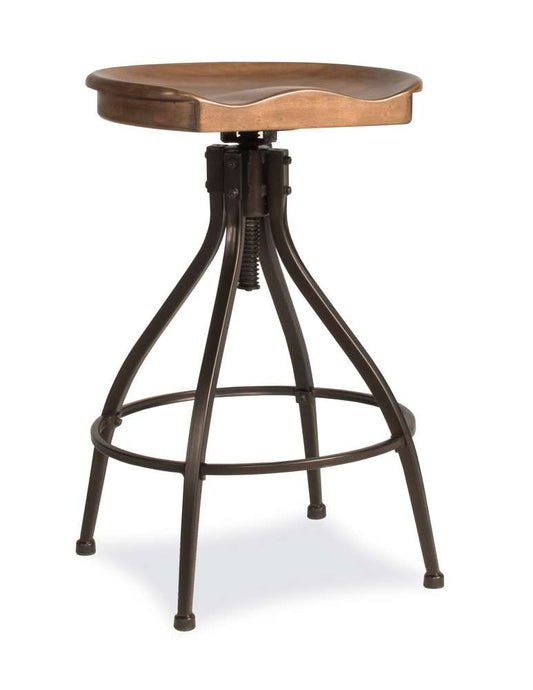 Hillsdale Furniture - Worland Metal Backless Adjustable Height Stool, Brown Metal with Walnut Finished Wood - 4734-830 veiw 1