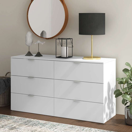 Hillsdale Living Essentials Delmar Wood 6 Drawer Dresser, Matte White - 2734-716SA veiw 2